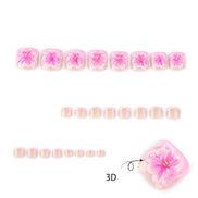 Pink 3D Flower Press-On Toenails
