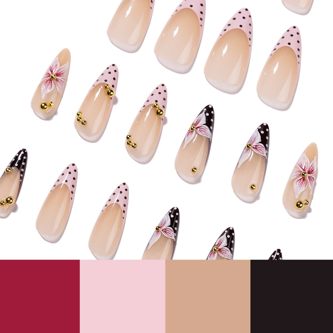 Polka-Dot Floral Press on Nails