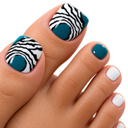 Teal Zebra Print Press-On Toenails