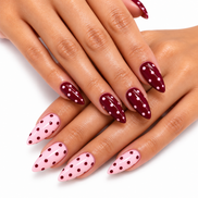 Burgundy and Blush Polka Dot Press on Nails