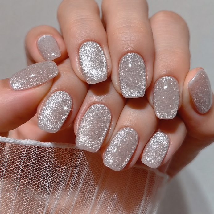 Diamond Glitter in Icy Lavender Pink Press-On Nails