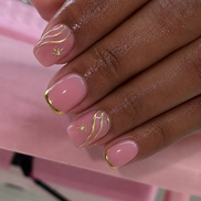 Baby Pink Gold Frame 3D Swirl Crystal Press-On Nails