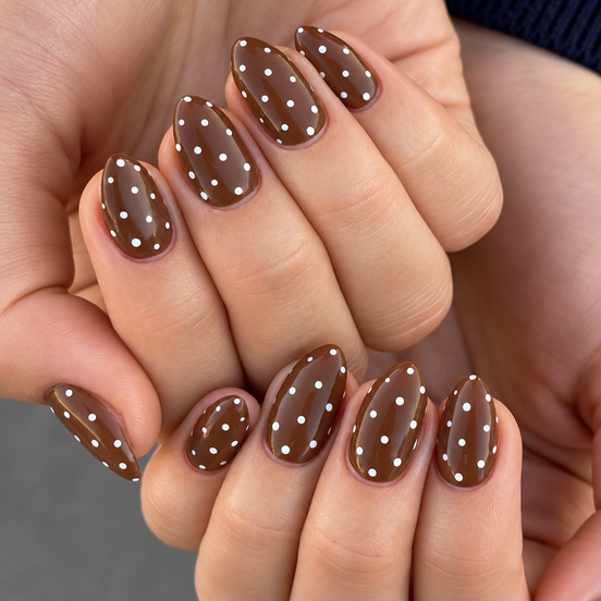 Classic Brown Polka Dot Press-On Nails