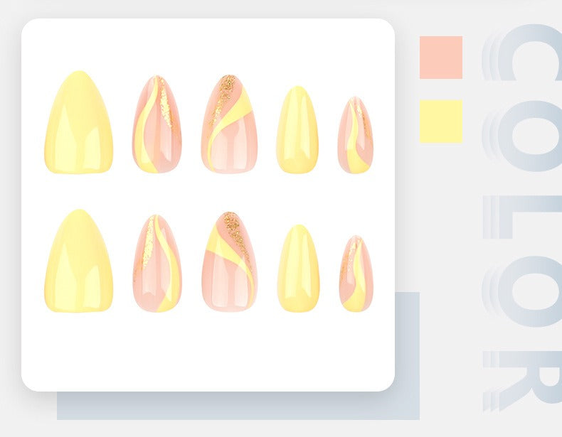 Lemon Sorbet Swirl Press-On Nails