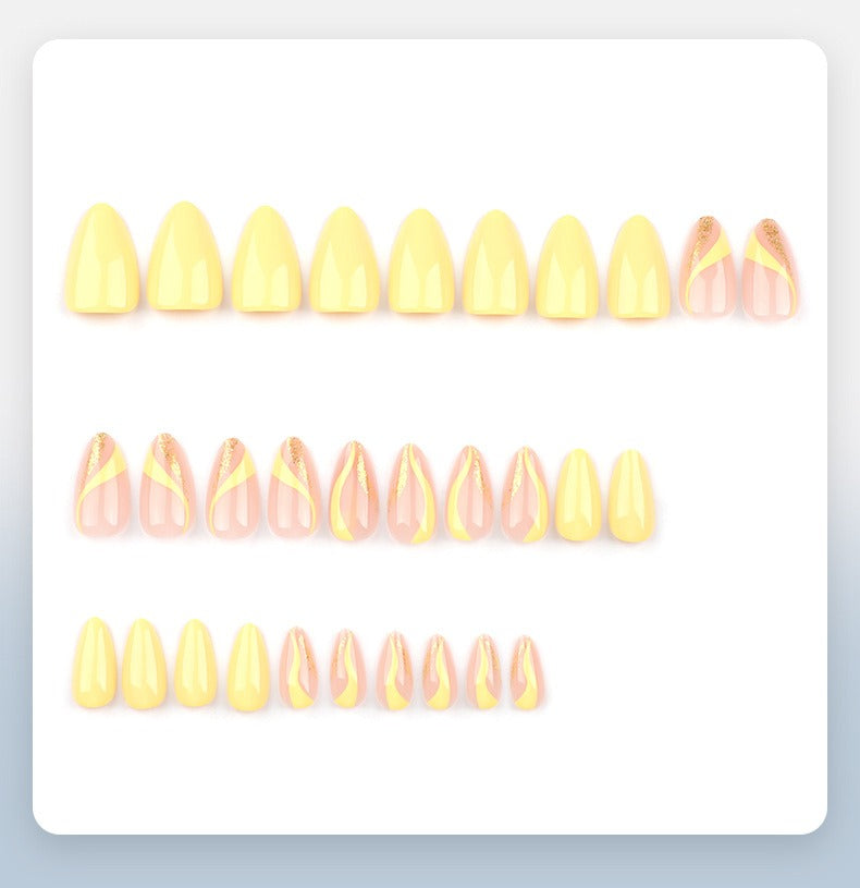 Lemon Sorbet Swirl Press-On Nails