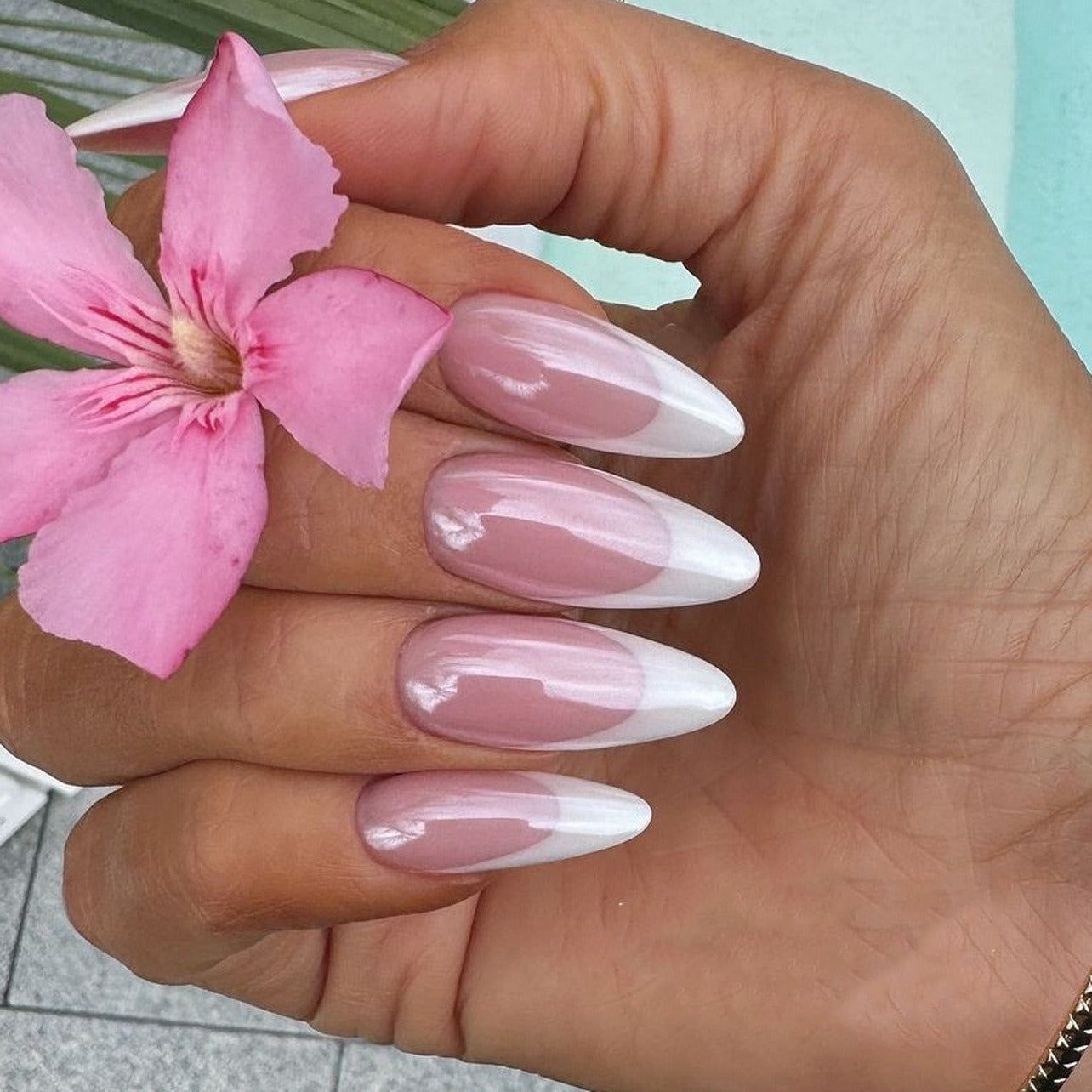 Deep Blush Rosy Pink French tip Press-On Nails