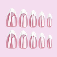 Deep Blush Rosy Pink French tip Press-On Nails