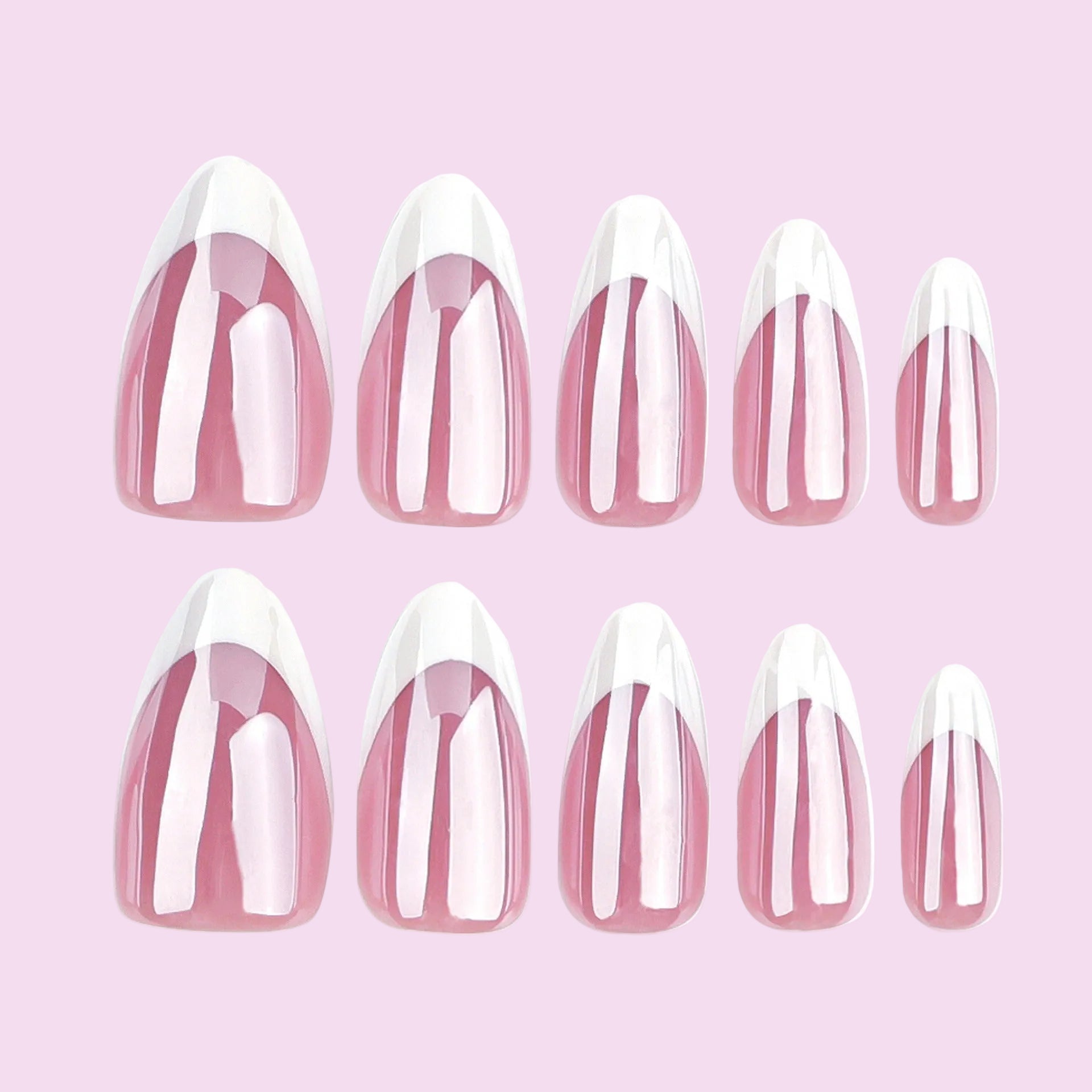Deep Blush Rosy Pink French tip Press-On Nails