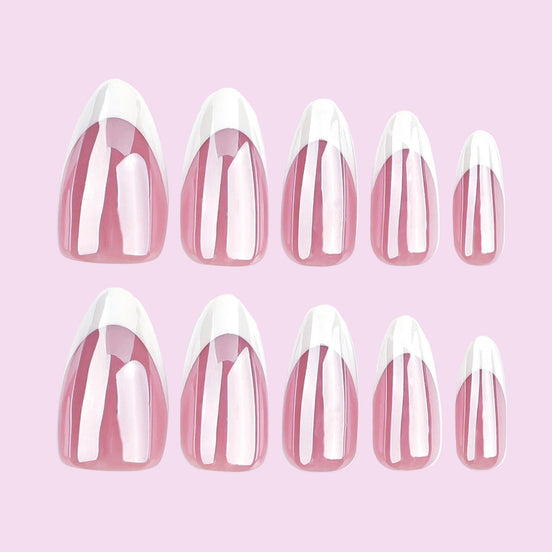 Deep Blush Rosy Pink French tip Press-On Nails