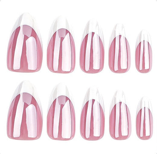 Deep Blush Rosy Pink French tip Press-On Nails