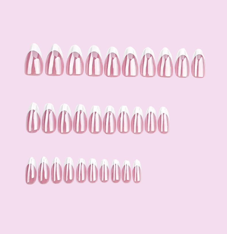 Deep Blush Rosy Pink French tip Press-On Nails