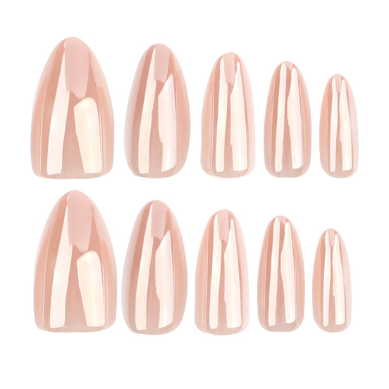 Pearl Nude Chrome Press-On Nails
