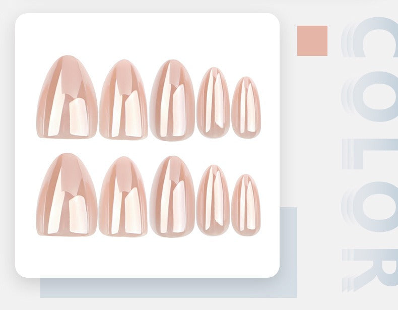 Soft Blush Chrome Almond Press-On Nails