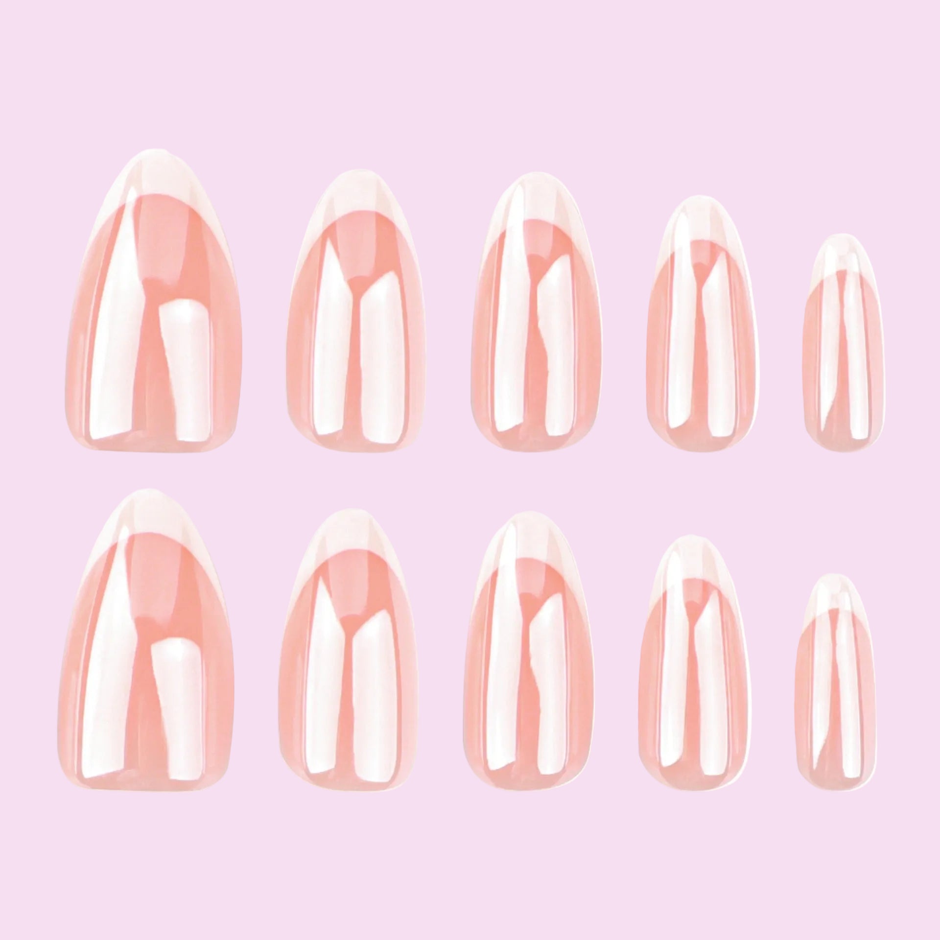 Glossy Nude Chrome French Press-On Nails