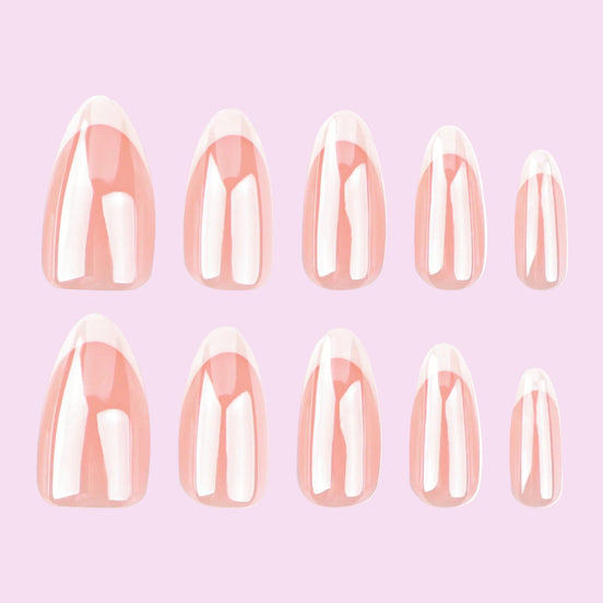 Glossy Nude Chrome French Press-On Nails