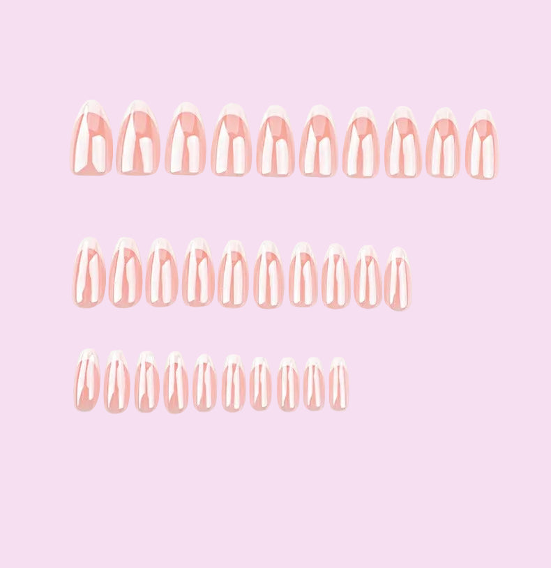 Glossy Nude Chrome French Press-On Nails