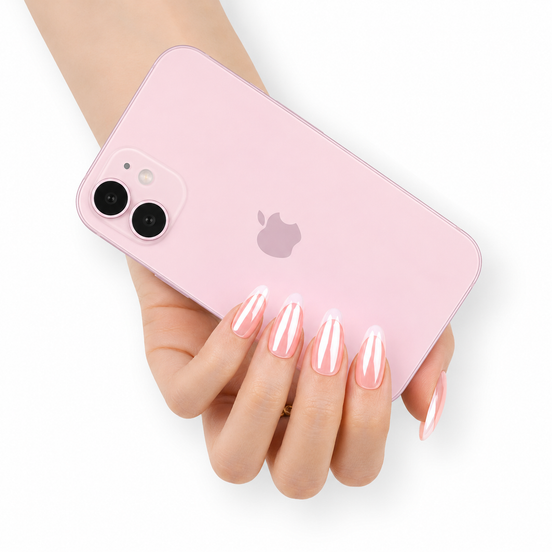 Glossy Nude Chrome French Press-On Nails