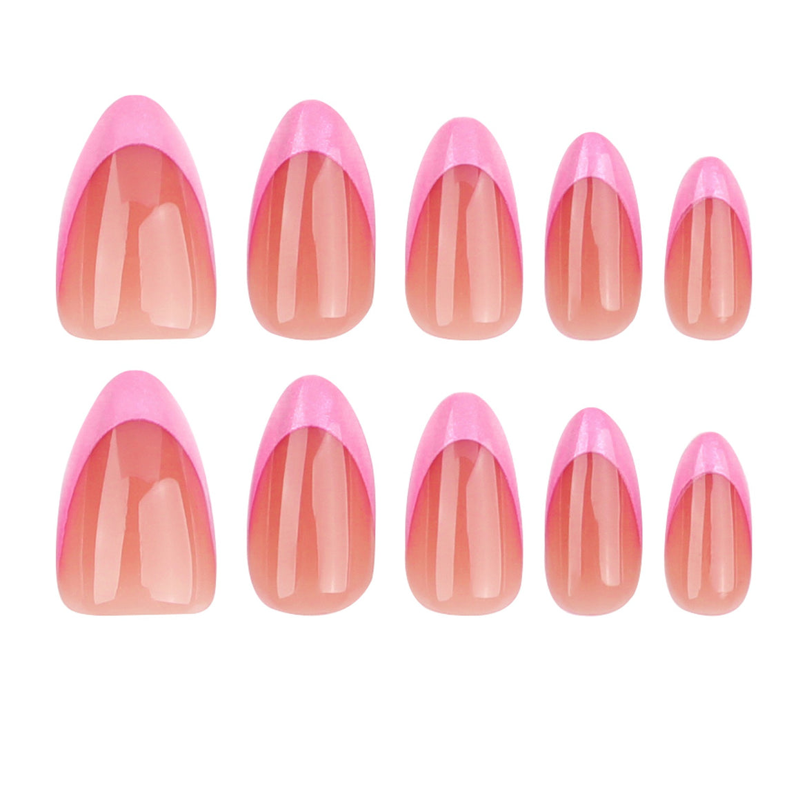 Watermelon Red with soft Pink French Tip Press-On Nails