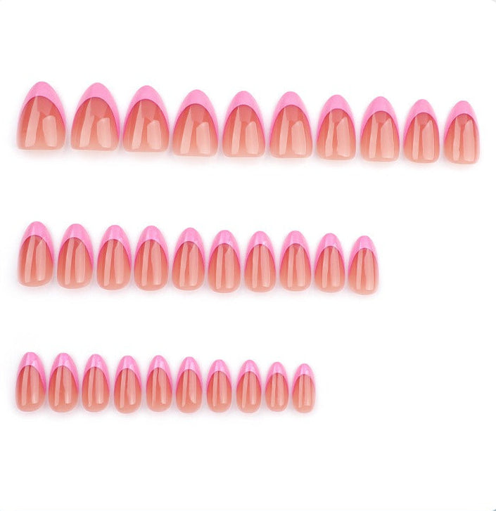 Watermelon Red with soft Pink French Tip Press-On Nails