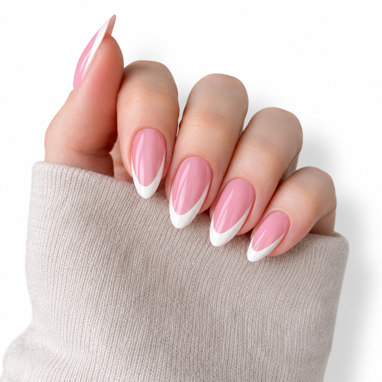 Rosy Nude U tip French Gloss Press-On Nails