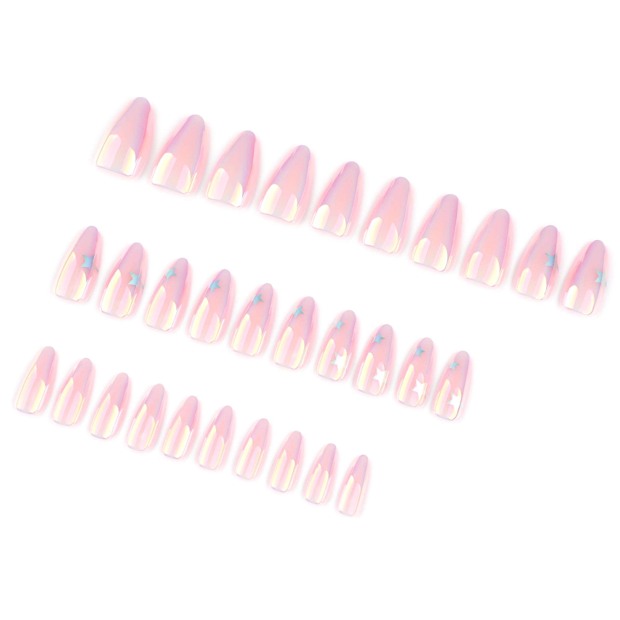 Iridescent Pink Star Press-On Nails