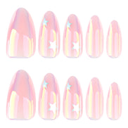 Iridescent Pink Star Press-On Nails