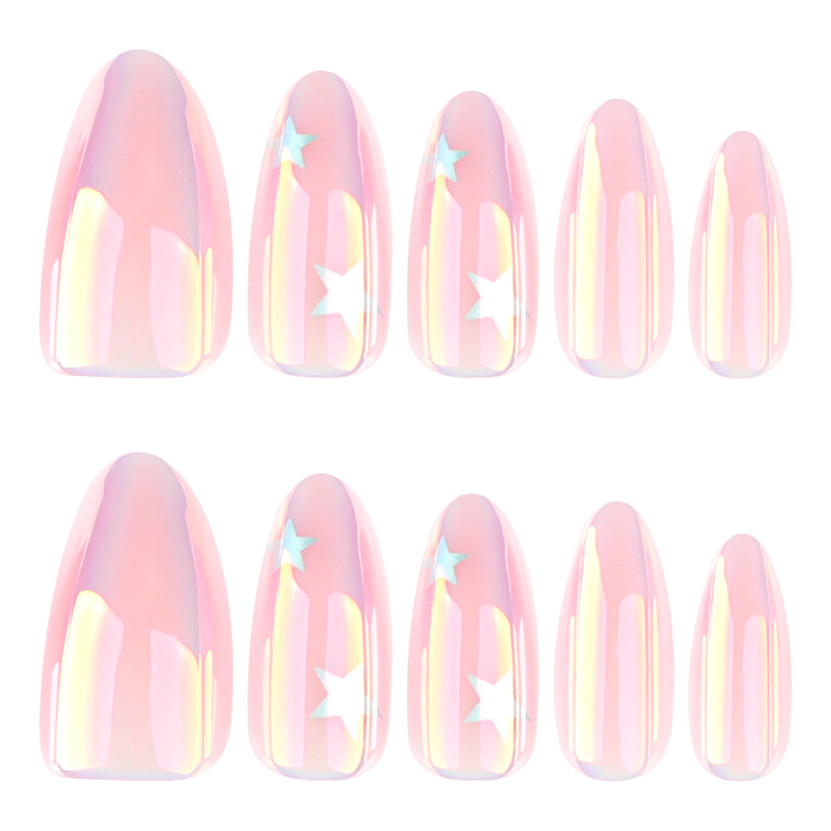 Iridescent Pink Star Press-On Nails