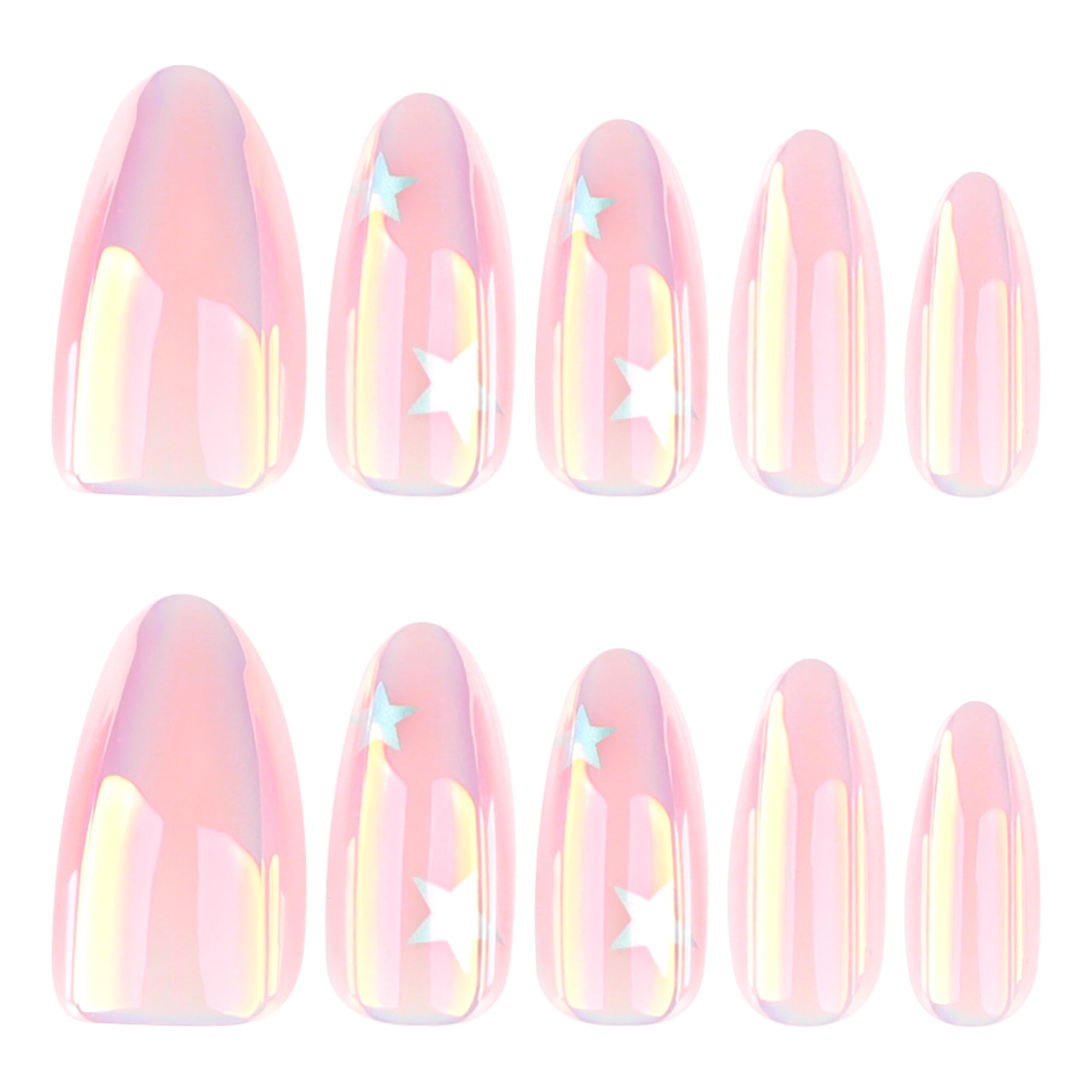 Iridescent Pink Star Press-On Nails