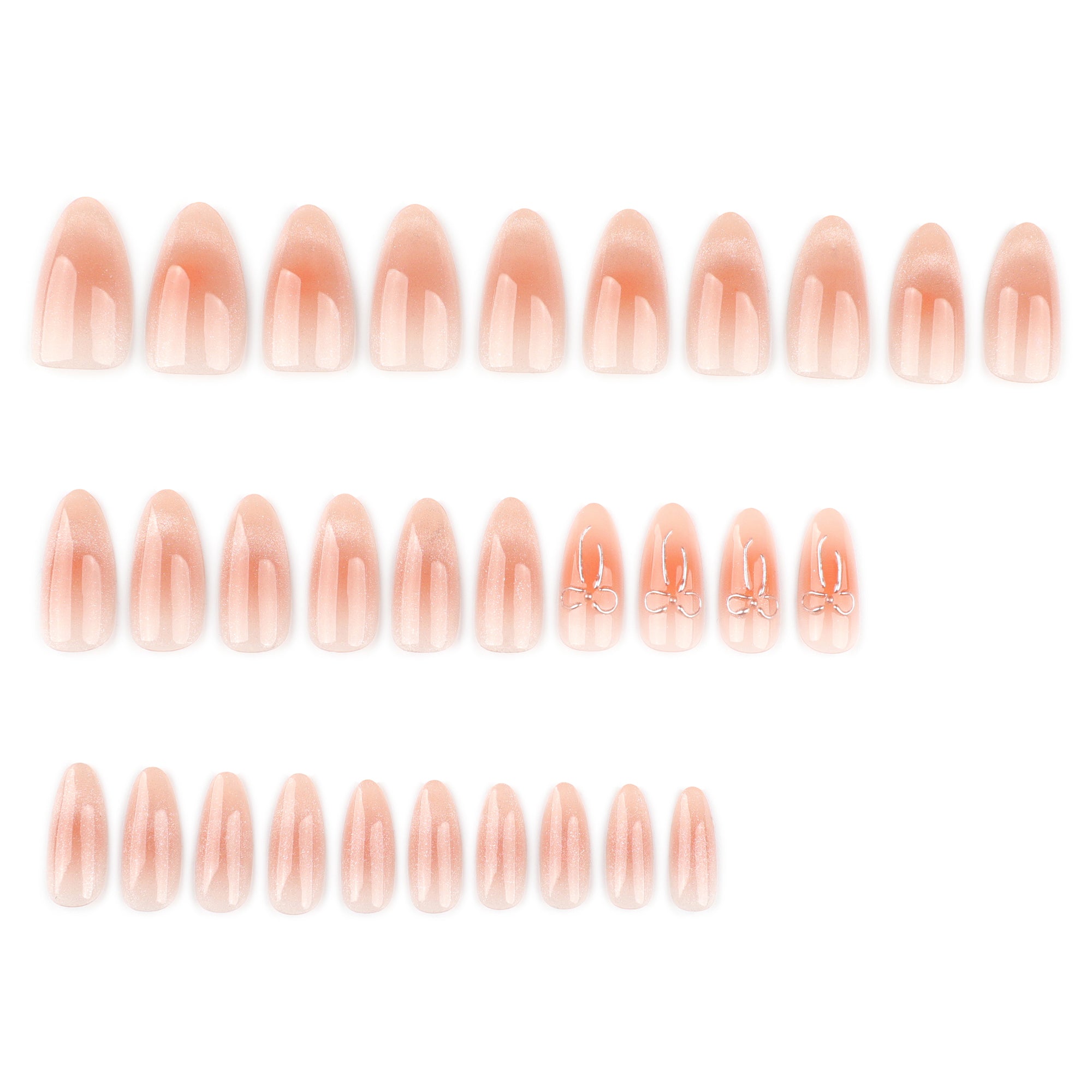 Peach Glow Bow Accent Press-On Nails