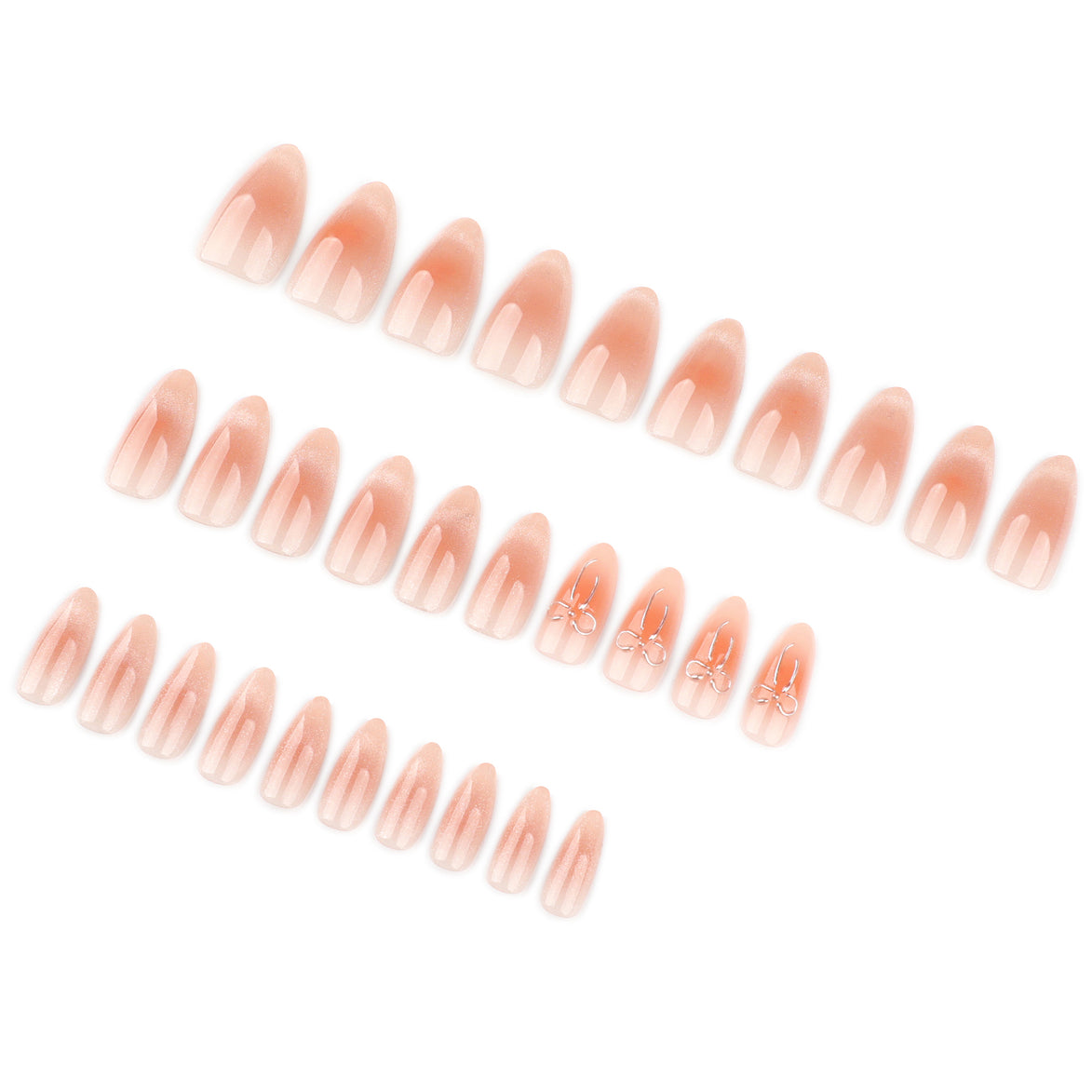 Peach Glow Bow Accent Press-On Nails
