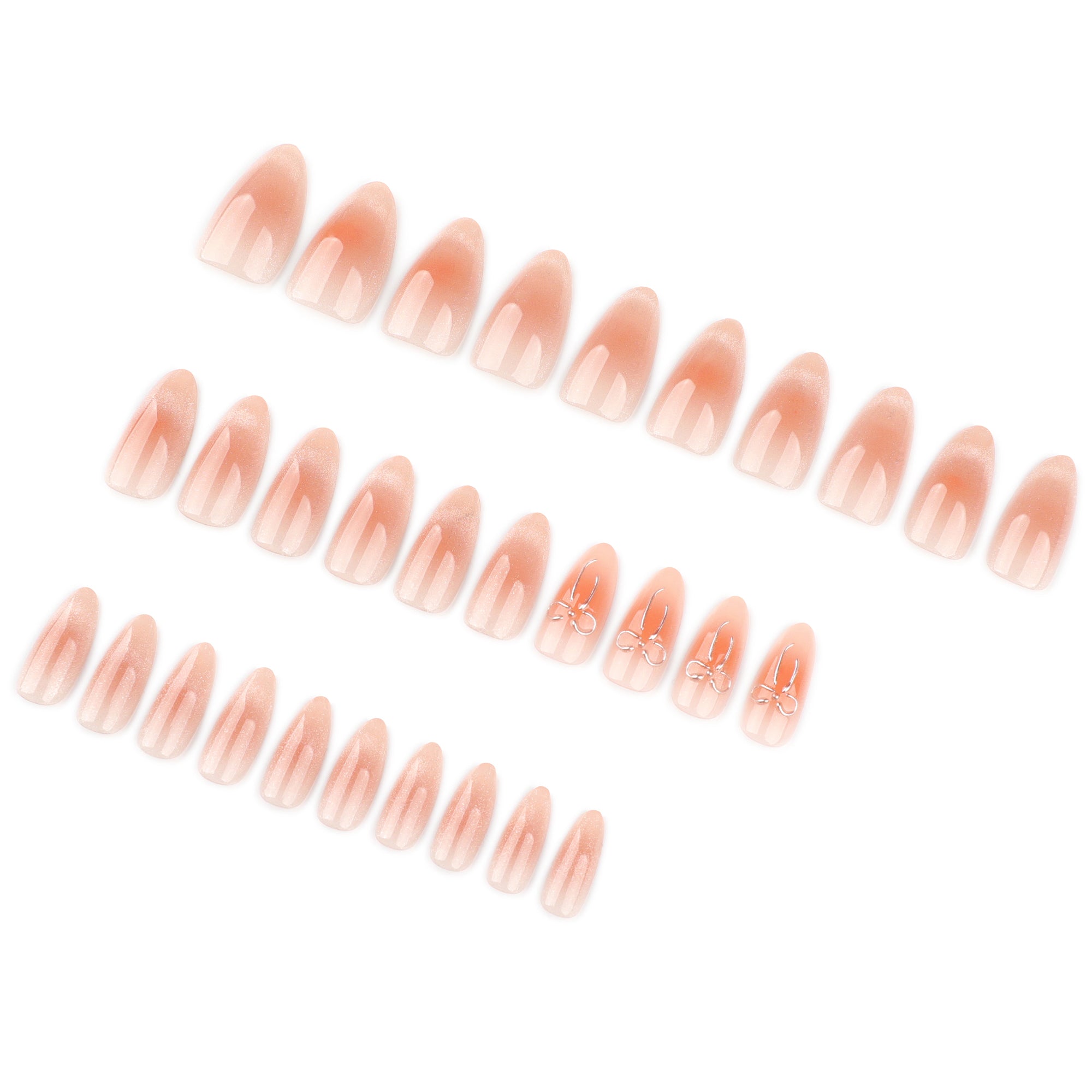 Peach Glow Bow Accent Press-On Nails