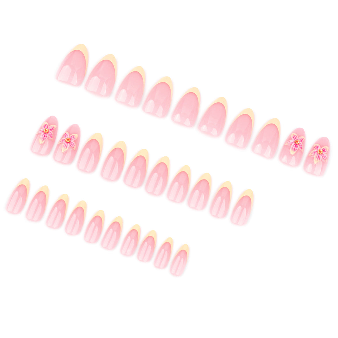 Blush Yellow French Floral Press-On Nails