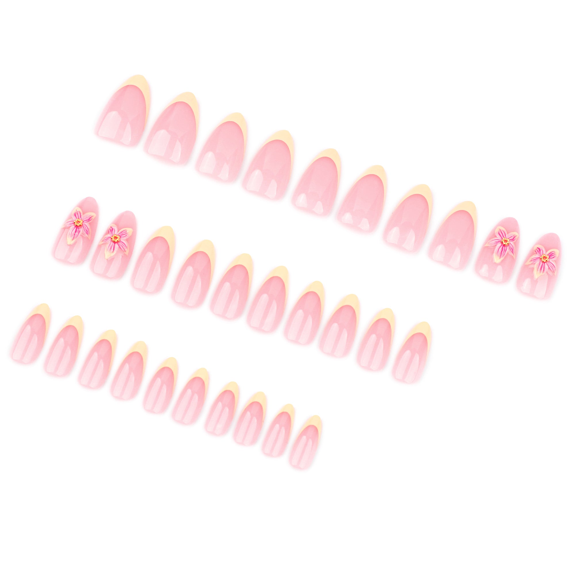 Blush Yellow French Floral Press-On Nails