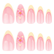 Blush Yellow French Floral Press-On Nails