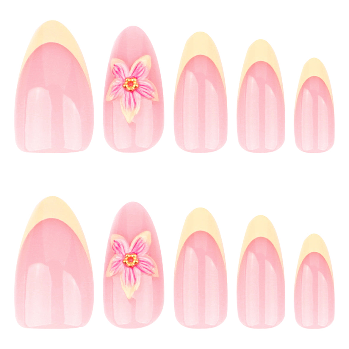 Blush Yellow French Floral Press-On Nails