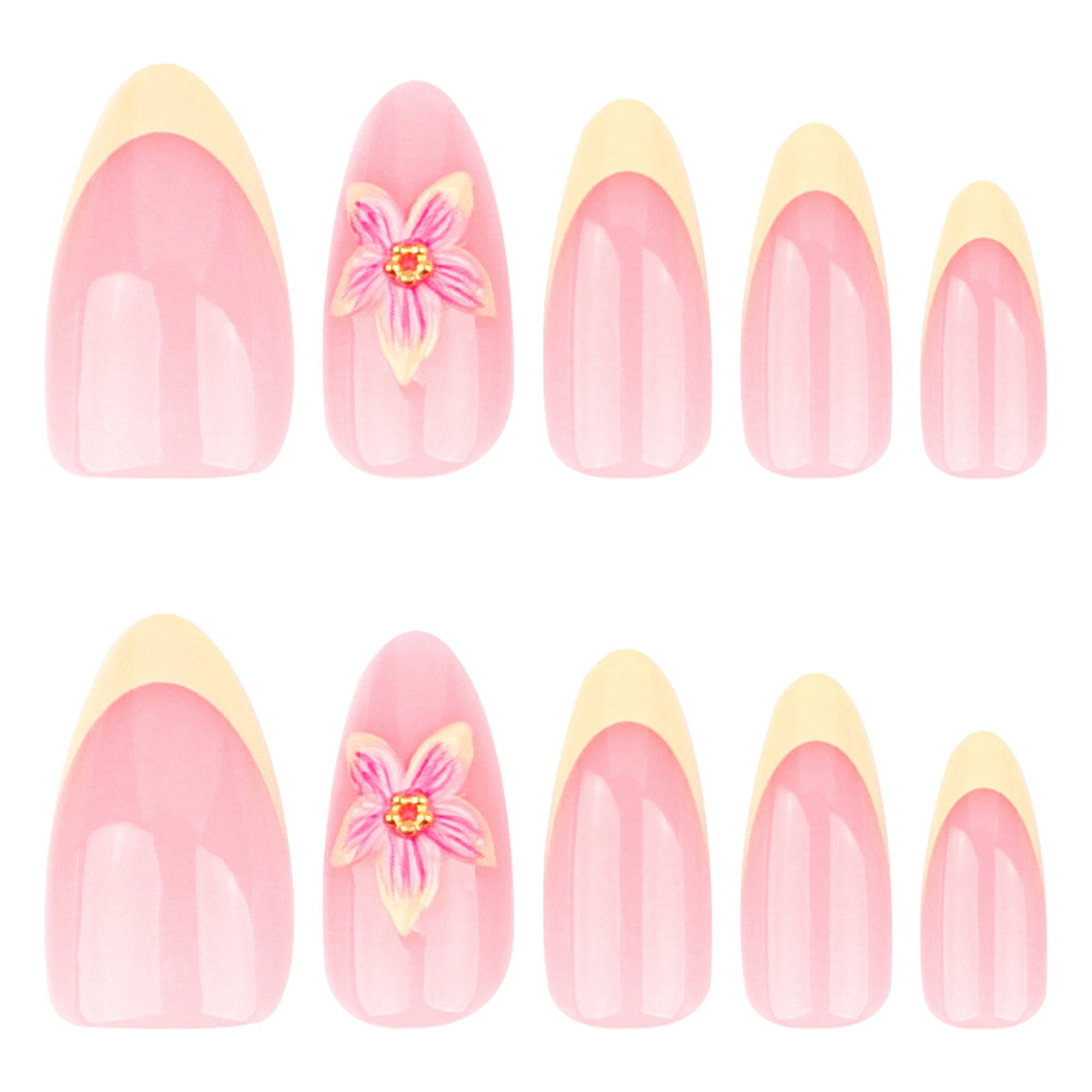 Blush Yellow French Floral Press-On Nails