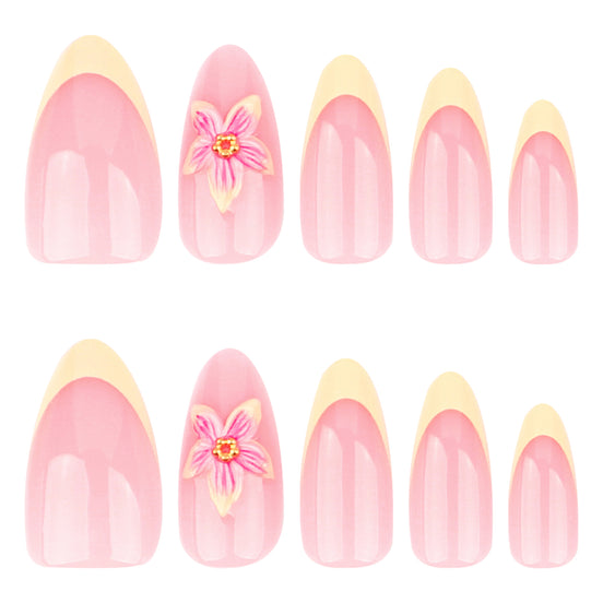Blush Yellow French Floral Press-On Nails