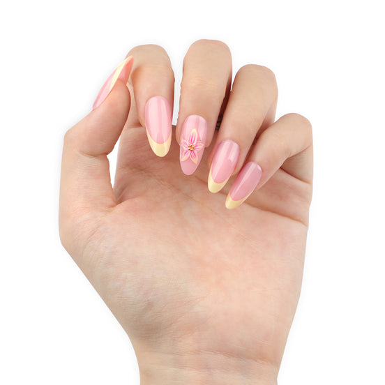 Blush Yellow French Floral Press-On Nails