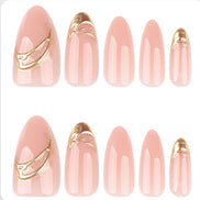 Blush Nude Gold Chrome French Press-On Nails