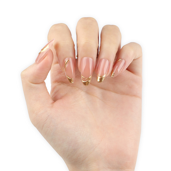 Blush Nude Gold Chrome French Press-On Nails