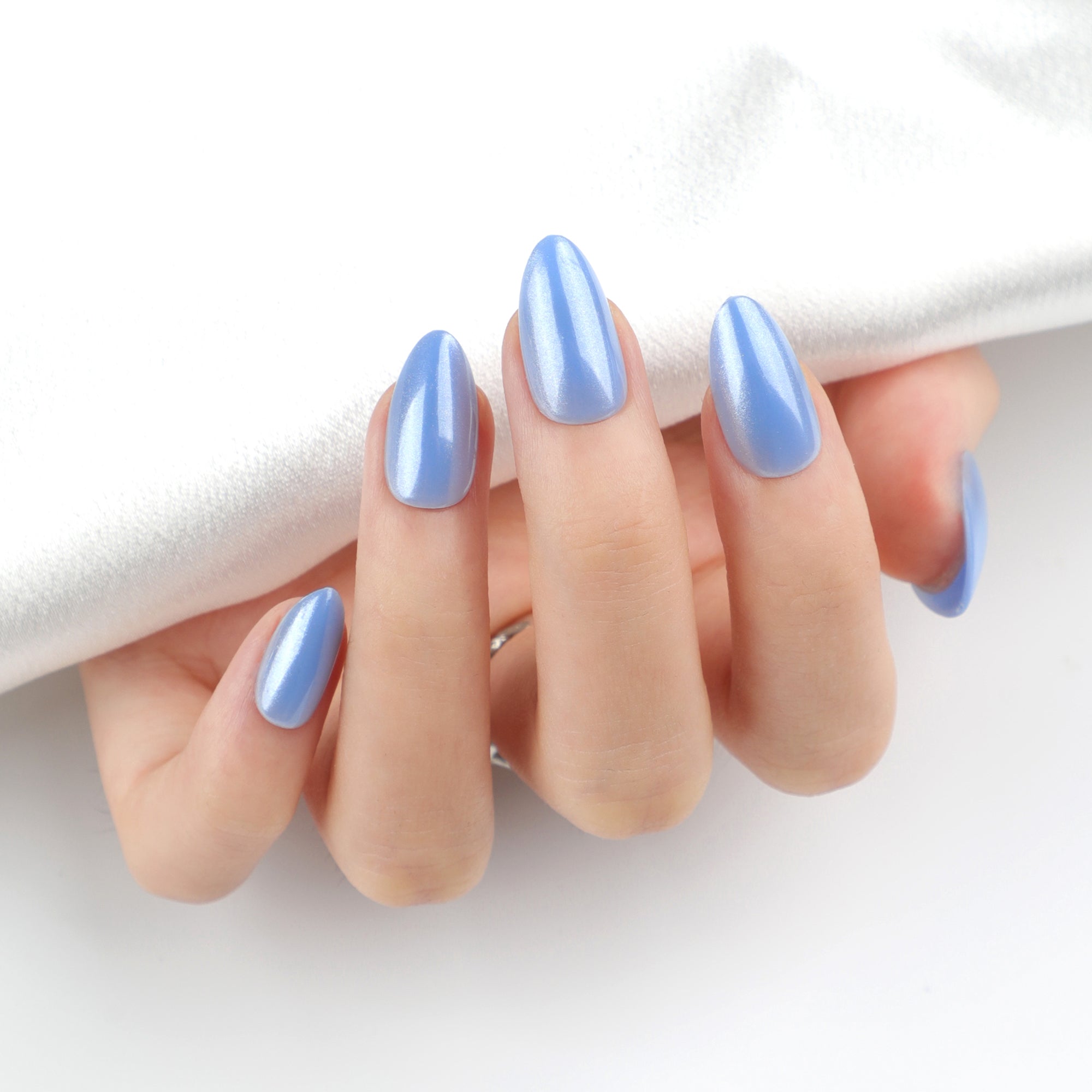 Periwinkle Chrome Press-On Nails