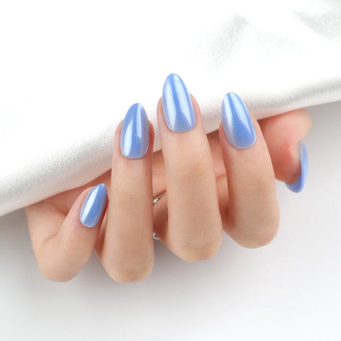 Periwinkle Chrome Press-On Nails