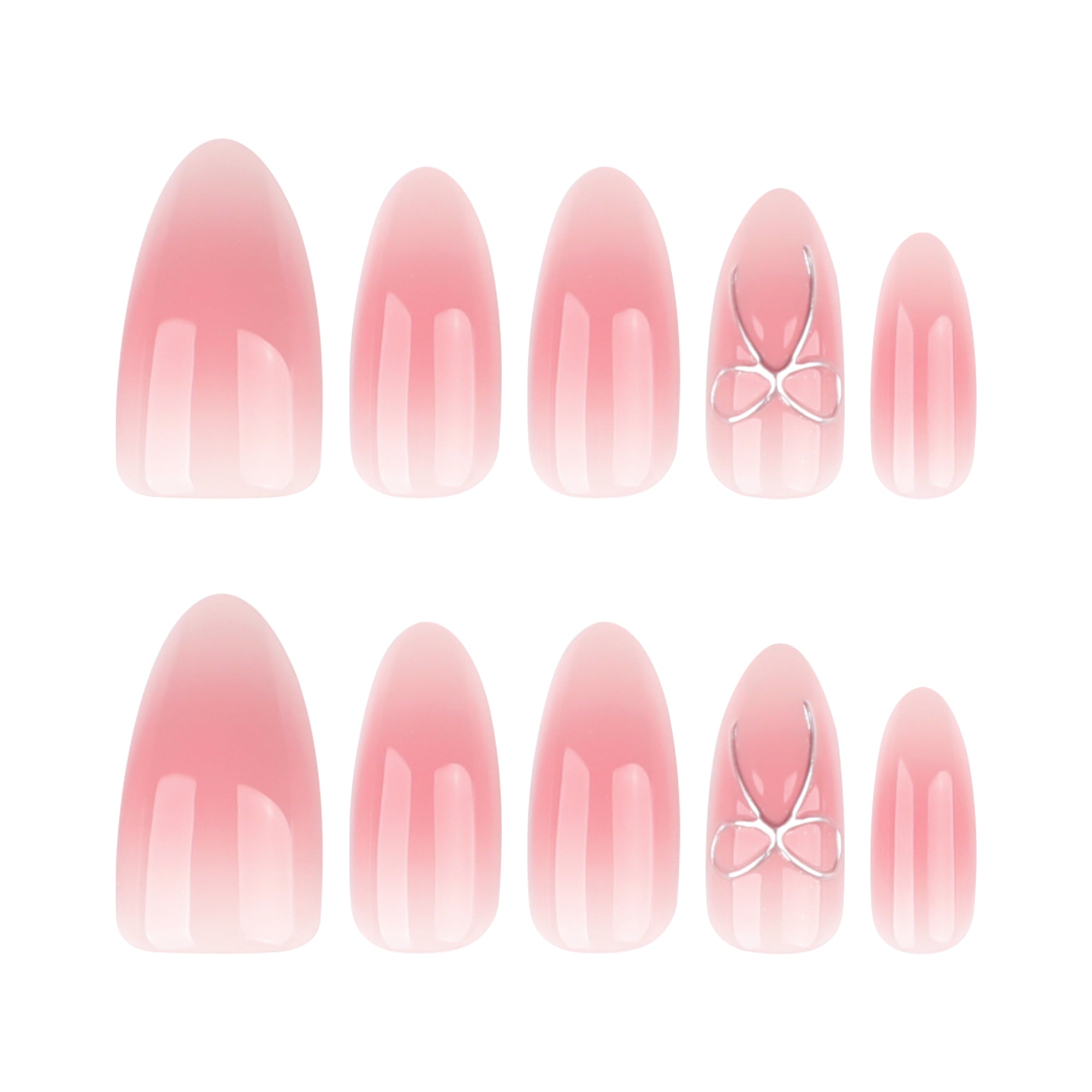 Soft Pink Ombre Bow Press-On Nails