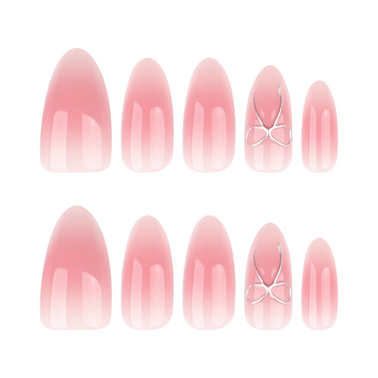 Soft Pink Ombre Bow Press-On Nails