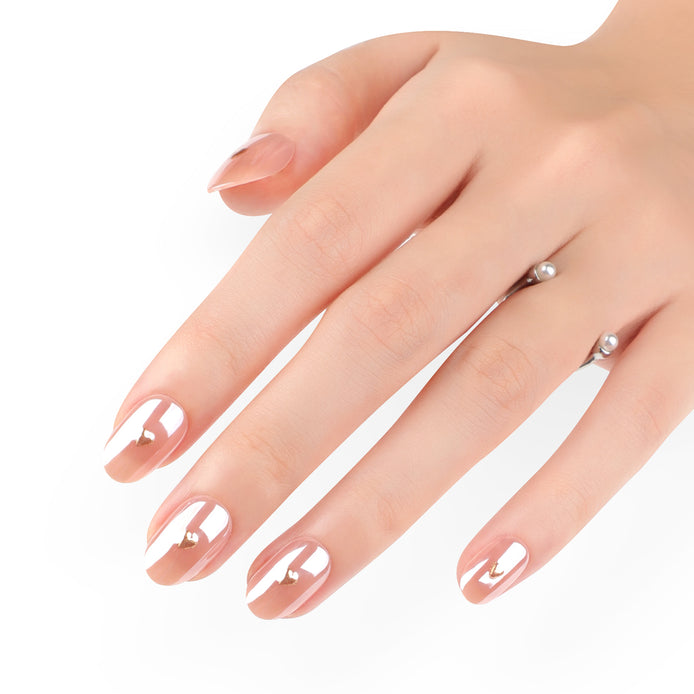 Nude Gold Heart Accent Press-On Nails