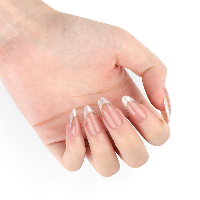 Nude Silver Tip Press-On Nails