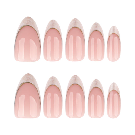 Nude Silver Tip Press-On Nails