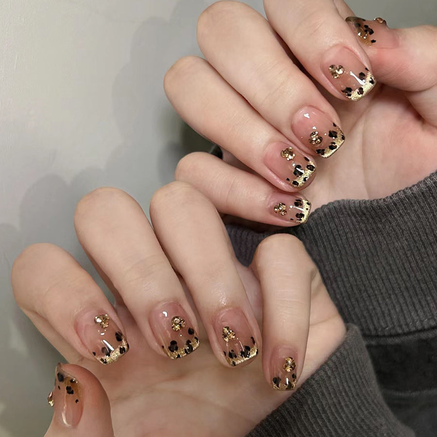 Gold Flake Nude Press-On Nails