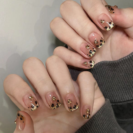 Gold Flake Nude Press-On Nails