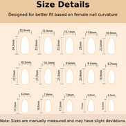 Nude Brown Smoke Tip Red Bow Pearl Press-On Nails Size Chart
